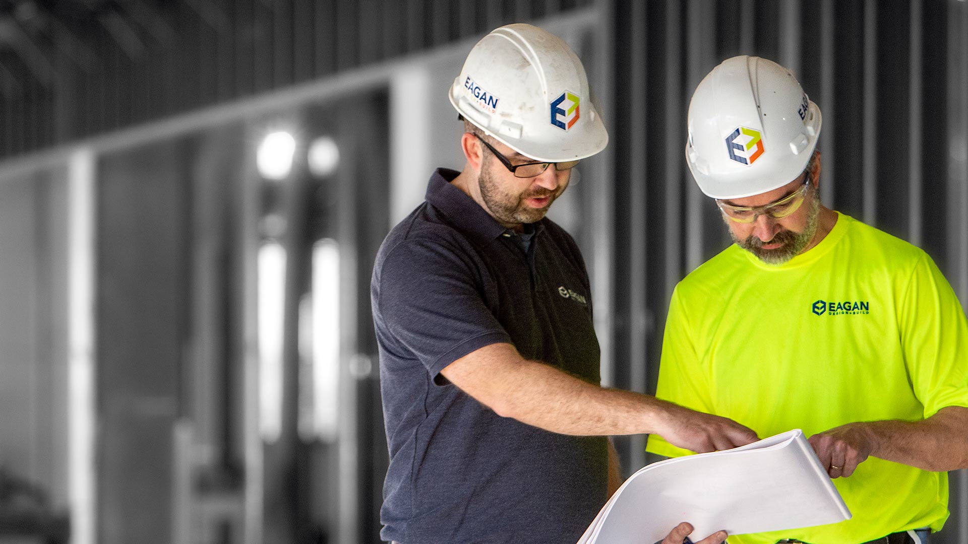 Eagan Building Group team on a commercial jobsite in Washington, MIssouri a Design+Build general contractor serving the St. Louis metro region.